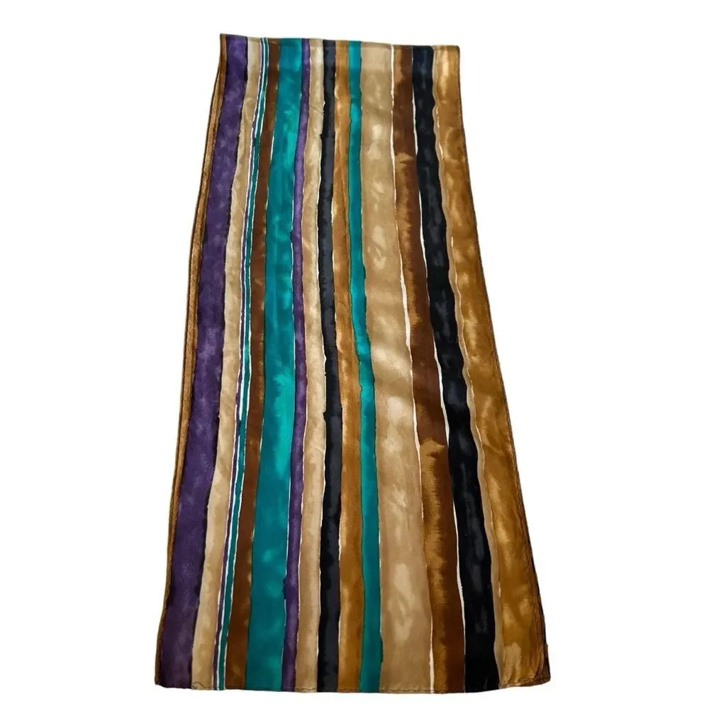 Beautiful Watercolor Stripe Silk Scarf